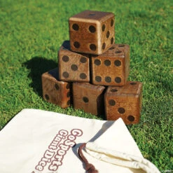 GoSports Giant 3.5" Dark Stain Wooden Playing Dice Set -Bright Minds Store gosports giant 3 5 dark stain wooden playing dice set14097643 a02