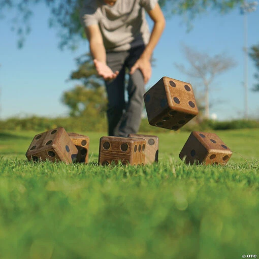 GoSports Giant 3.5" Dark Stain Wooden Playing Dice Set - Image 4