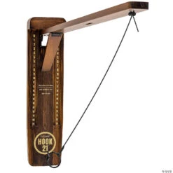 GoSports Hook21 Ring Swing Game Brown - Indoor Or Outdoor Ring Toss Game With Foldable Arm