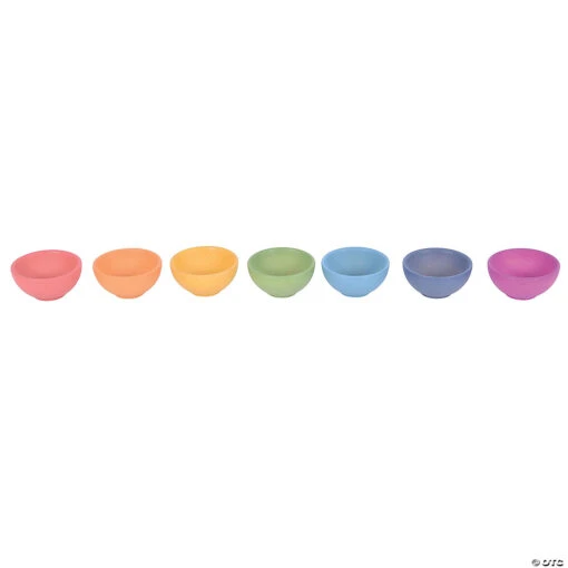 Learning Advantage Rainbow Wooden Bowls, Set Of 7 Colors
