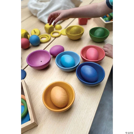 Learning Advantage Rainbow Wooden Bowls, Set Of 7 Colors - Image 5