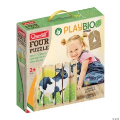 Quercetti Mix-N-Match Wood Puzzle, Baby Farm Animals
