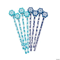 Snowflake Pencils With Pencil Top Eraser - 12 Pc.